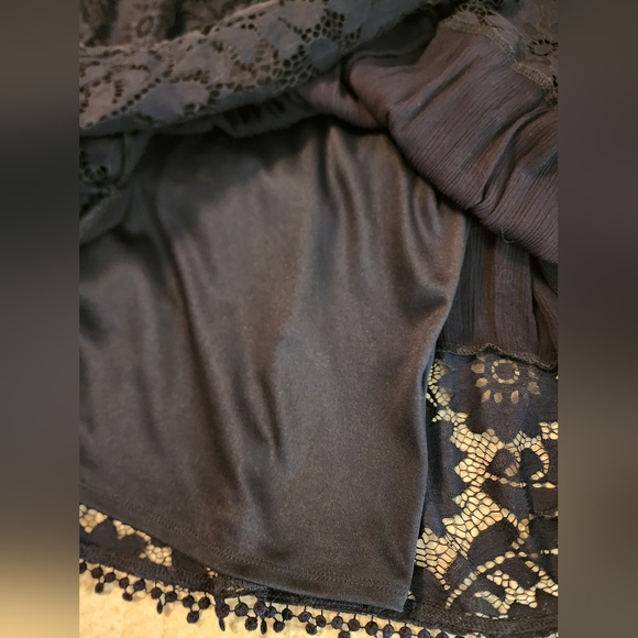 Robbie Lee Navy Blue Lace Dress Bare Shoulder Playful Chic 1X Romantic Sexy - Picture 8 of 13